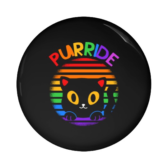 Purride Ally Cat Rainbow LGBT Pride Month Feline Pin Buttons
