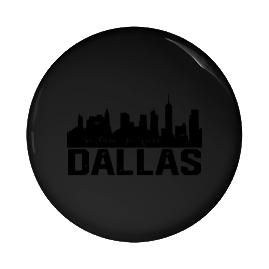 Dallas Skyline, Black Dallas Texas TX City Pin Buttons