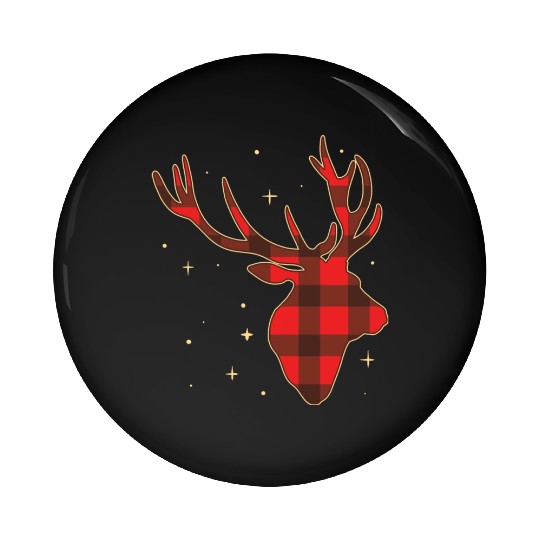 Classic Red Black Christmas Buffalo Deer Funny Fan Pin Buttons