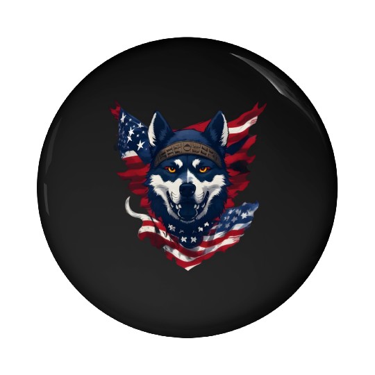 Cute American Pride 4th of July Dog Flag Pin Buttons