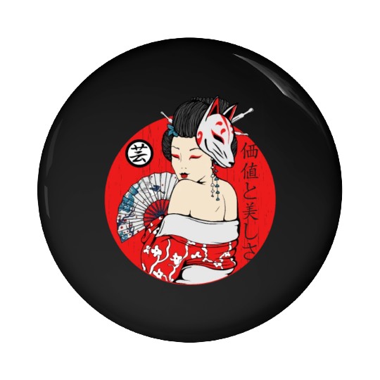 Maiko Geisha girl Kitsune mask japanese aesthetic Pin Buttons