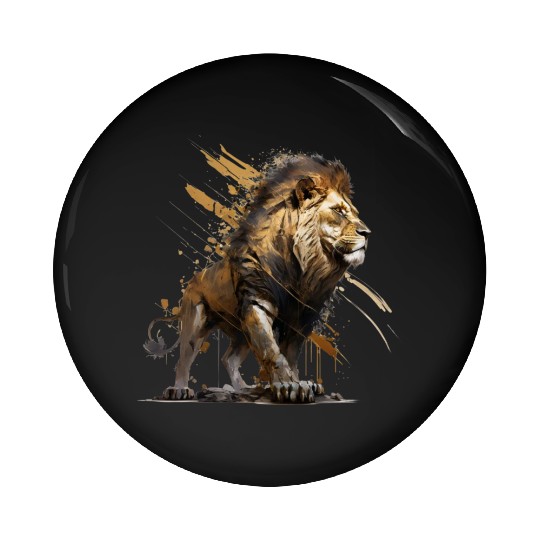 Lion walking, lion Pin Buttons
