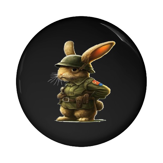Courageous Bunny Soldier Pin Buttons