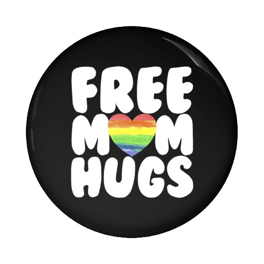 Free Mom Hugs LGBTQ Plus Rainbow Heart Free Hugs Pin Buttons