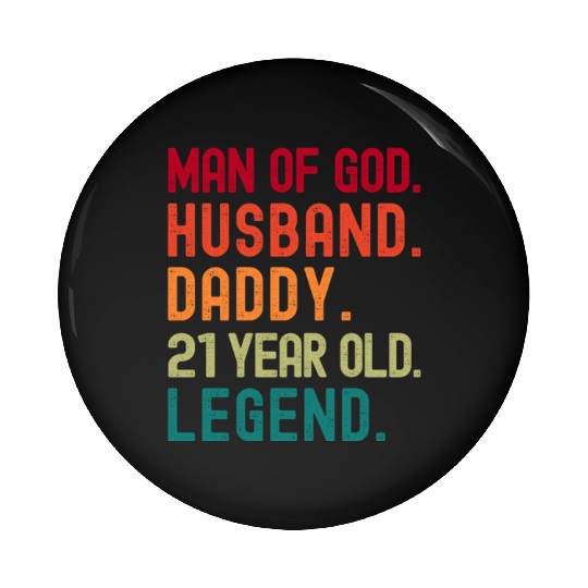 Man of God Husband Dad Vintage 21st Birthday Pin Buttons