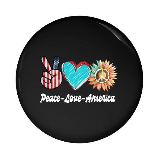 Peace Love America US Flag Fourth Womens JULY 4TH Pin Buttons