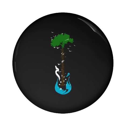 Guitar Nature Musician Earth Day Tree Guitarist Pin Buttons