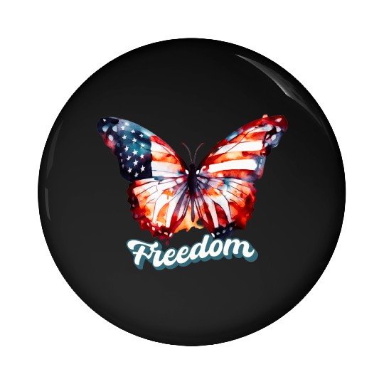 Freedom Butterfly: Celebrating 4th of July Pin Buttons