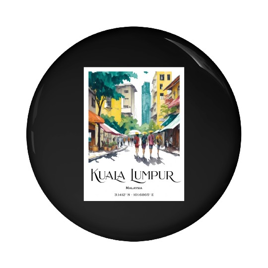 People walking in streets of Kuala Lumpur Malaysia Pin Buttons