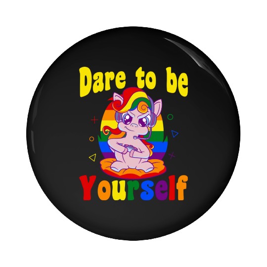 Dare to be Gaymer Lesbian Girl Gamer gift Pin Buttons