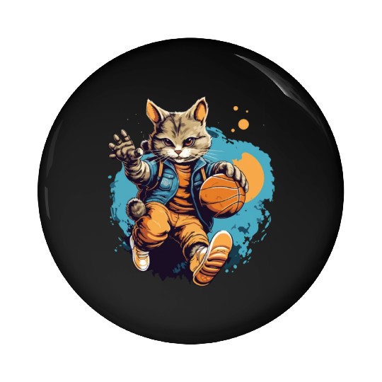Basketball Cat Basketball Player I Love Basketball Pin Buttons