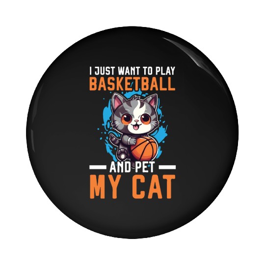 Basketball Cat Basketball Player I Love Basketball Pin Buttons