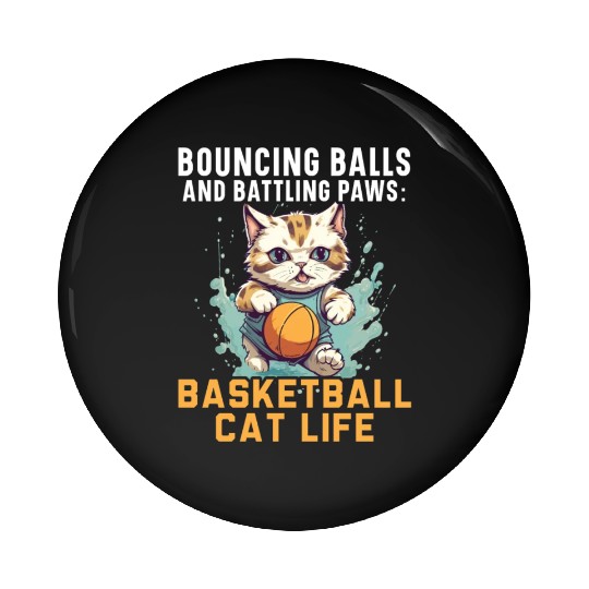 Basketball Cat Basketball Player I Love Basketball Pin Buttons