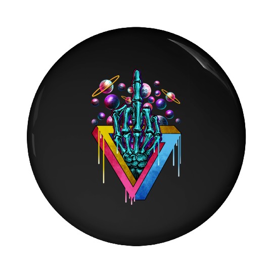 Trippy skeleton middle finger Pin Buttons