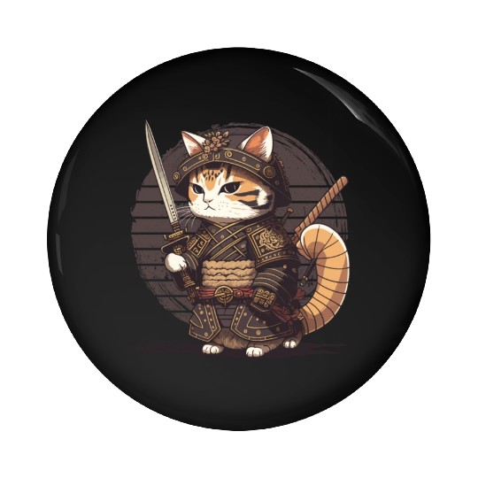Samurai Cat Warrior Japanese Ninja Cat Kawaii Pin Buttons