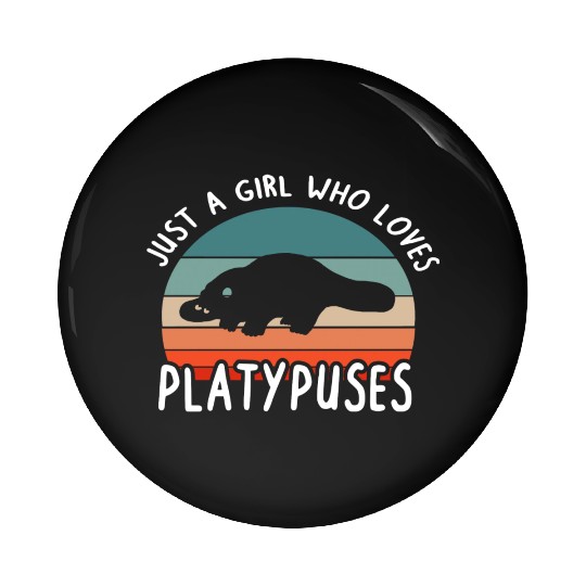 Girl Platypus Lover Illustration Animal Pin Buttons
