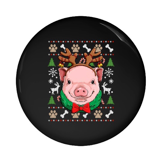 Pig Ugly Reindeer Antlers Farm Pin Buttons