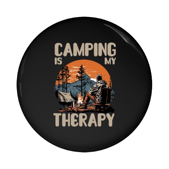 camping is my therapy Pin Buttons