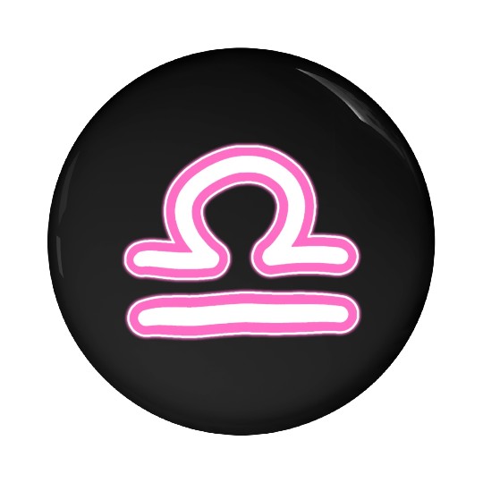 Libra Zodiac Sign Neon Pink Pin Buttons