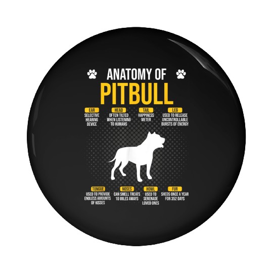 Anatomy Of Pitbull Dog Lover Pin Buttons