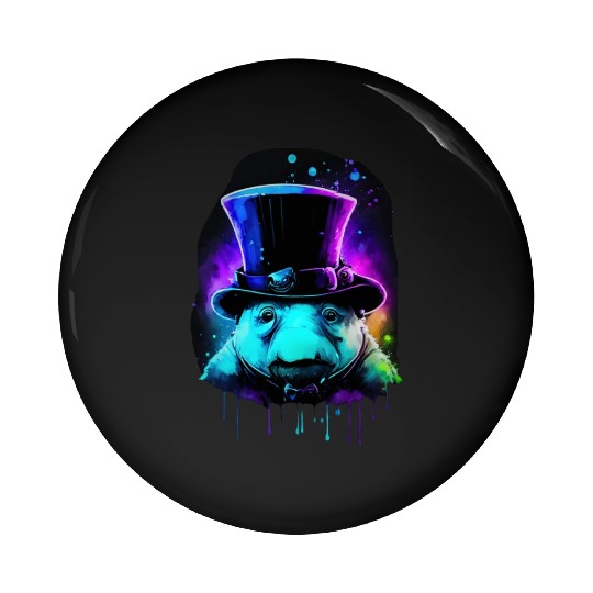 Cute Tardigrade in a Top Hat - Retro Disco Drip Ar Pin Buttons