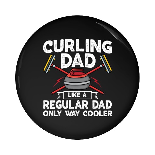 Curling Dad Like A Regular Dad But Cooler Retro Pin Buttons