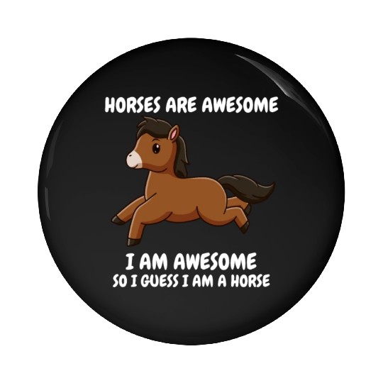 Cute brown horse Pin Buttons