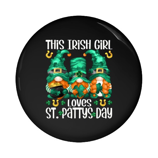 Three Gnomes Holding Shamrock This Loves St Pattys Pin Buttons