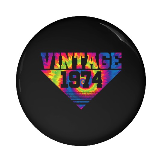 Vintage 1974 Tie Dye Splash Color Triangle Pin Buttons