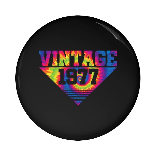 Vintage 1977 Tie Dye Splash Color Triangle Pin Buttons