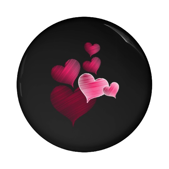 Hearts Pink Stencilled Effect Sweet Romantic Love Pin Buttons