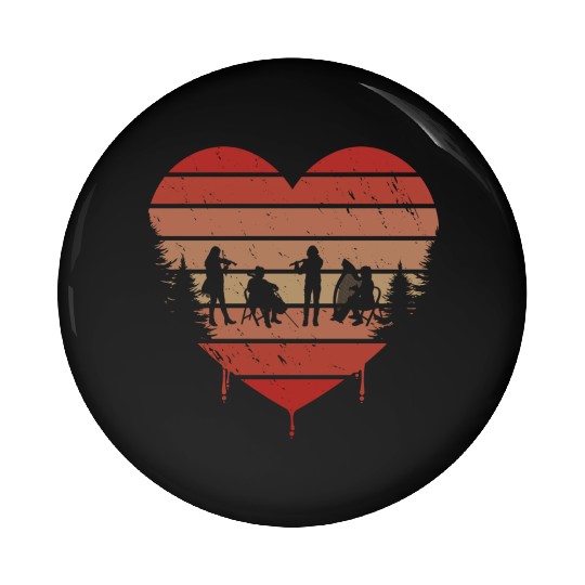 Cute Red Vintage Heart Orchestra Valentine Day Pin Buttons