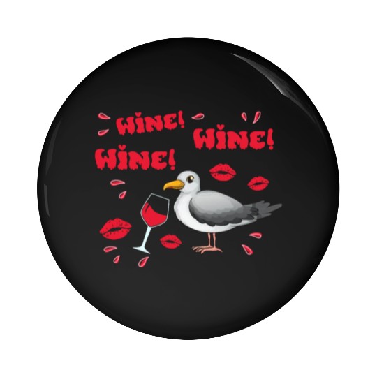 Wine Seagull Bird Lover Shorebird Seagulls Pin Buttons