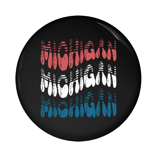 Michigan Red White Blue Cute Groovy Pin Buttons