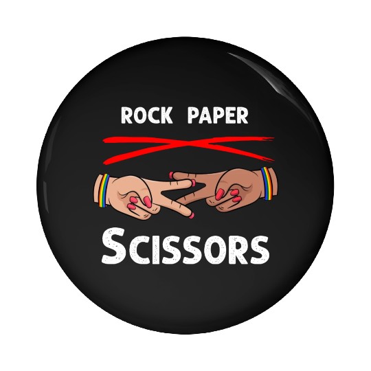 Rock Paper Scissors Funny Lesbian Pride LGBT Pin Buttons