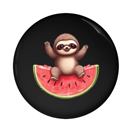 Sloth with Watermelon - Sweet Summer Design Pin Buttons