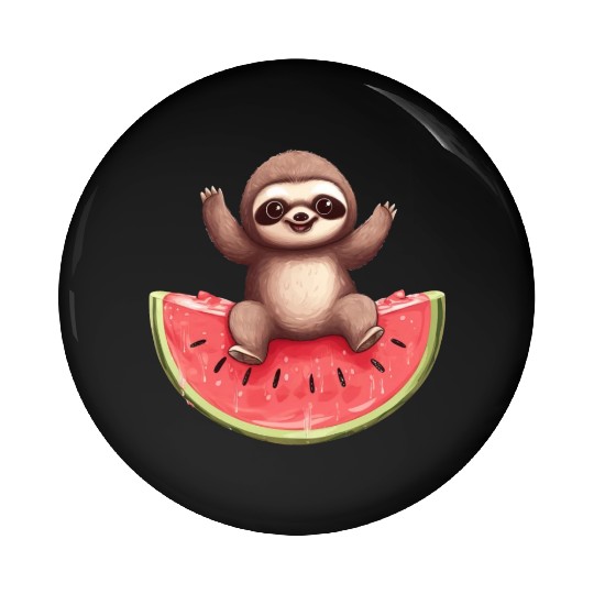 Sloth with Watermelon - Sweet Summer Design Pin Buttons