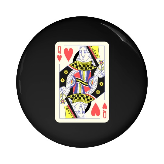 Queen Of Hearts Playing Card Halloween Pin Buttons