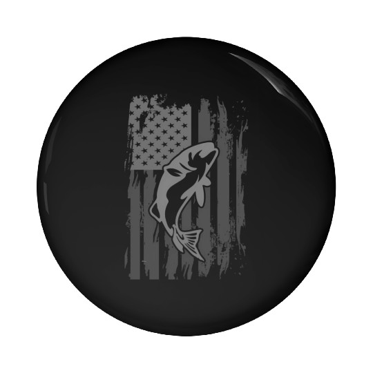 Fishing American Flag Pin Buttons