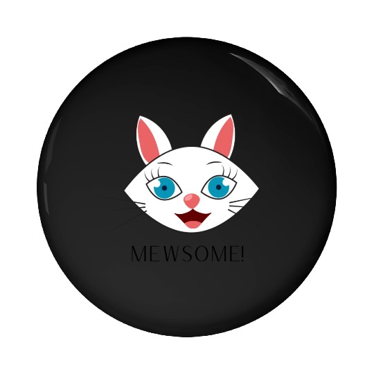 Mewsome White Cat Face Pin Buttons