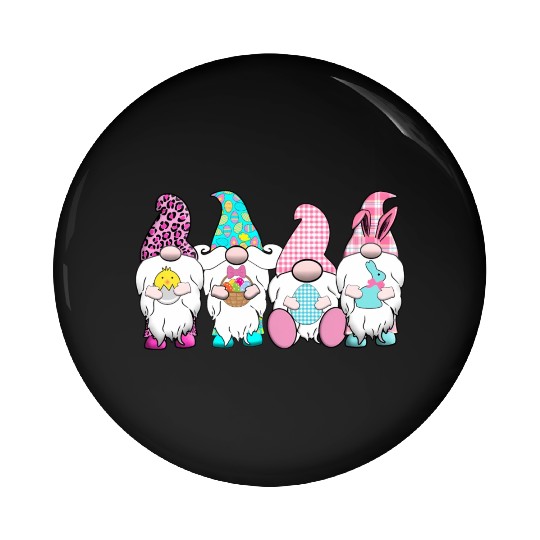 4 Easter Gnomes Pastel Spring Bunny Ears Gingham R Pin Buttons