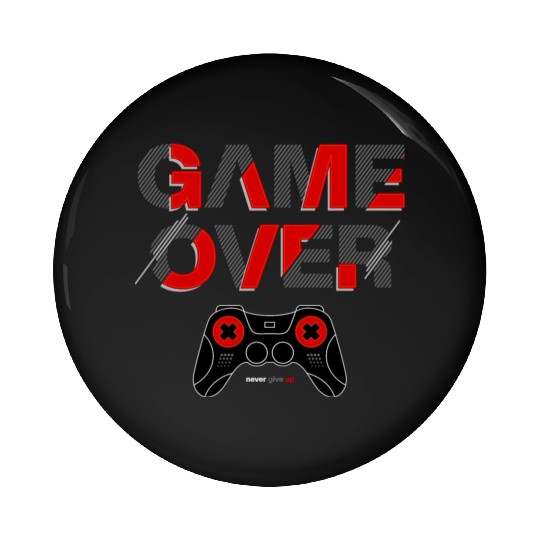 Vector game over typography with controller Pin Buttons