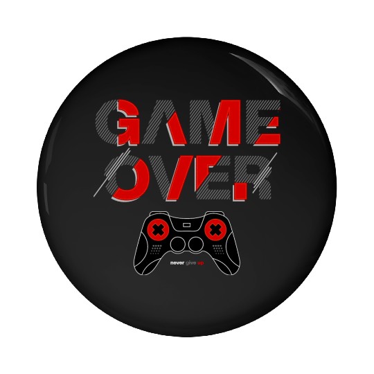 Vector game over typography with controller Pin Buttons