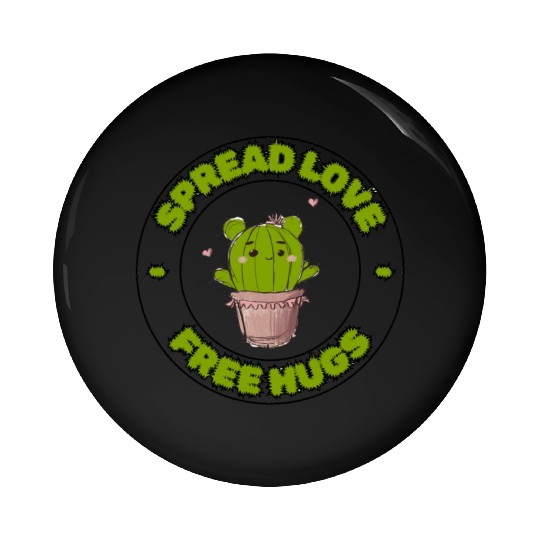 Spread Love Free Hugs Funny Cactus in a Pot Pin Buttons