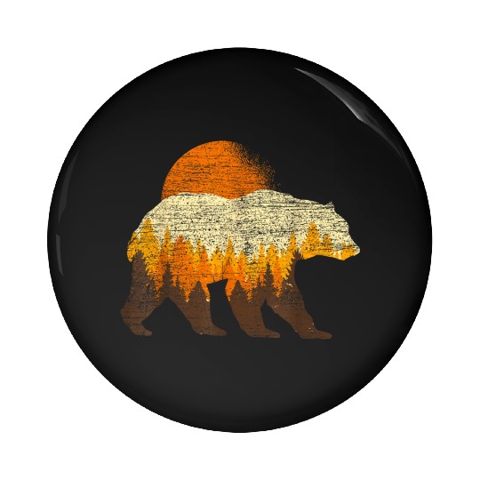 Full Moon Trees Wildlife Forest Bear Lover Pin Buttons