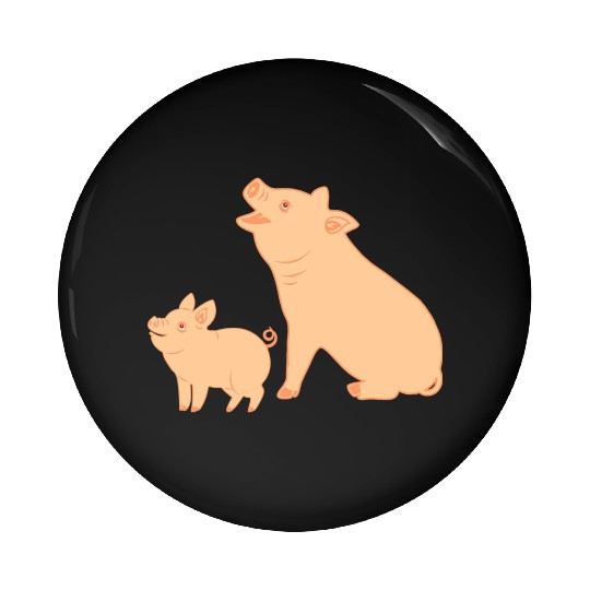 Mother pig with piglet Pin Buttons
