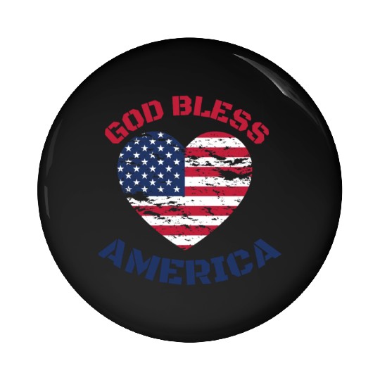 God Bless America, Heart Flag Shape. Pin Buttons