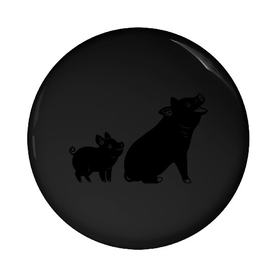 Cheerful pig with piglet logo Pin Buttons