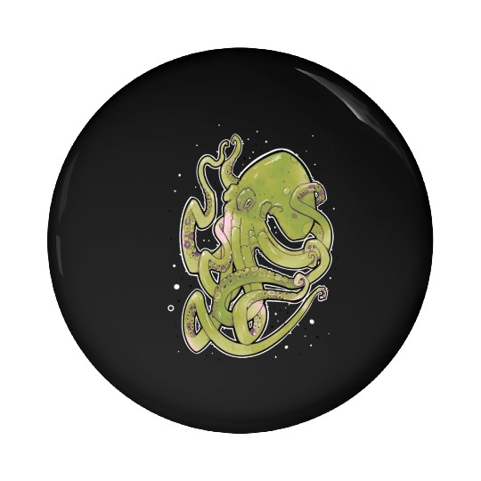 Green Octopus Pin Buttons