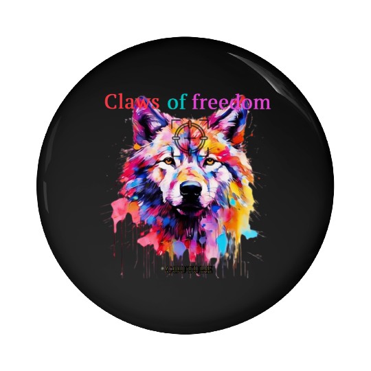 Lone Wolf in Multicolor Pin Buttons